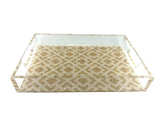 Acrylic Vanity Tray, Neutral Woven Geometric Pattern - alternate view