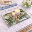 Acrylic Vanity Tray, Tropical Palm Leaf Pattern