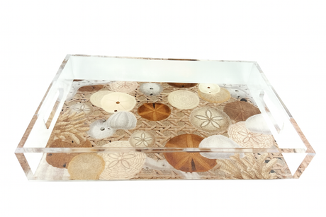 Acrylic Vanity Tray, Coastal Sand Dollars and Seashells - alternate view