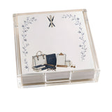 Proper Teacher notepad in a clear acrylic holder on white