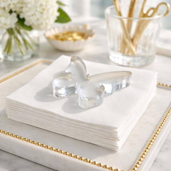 Acrylic Napkin Weight, Clear Butterfly