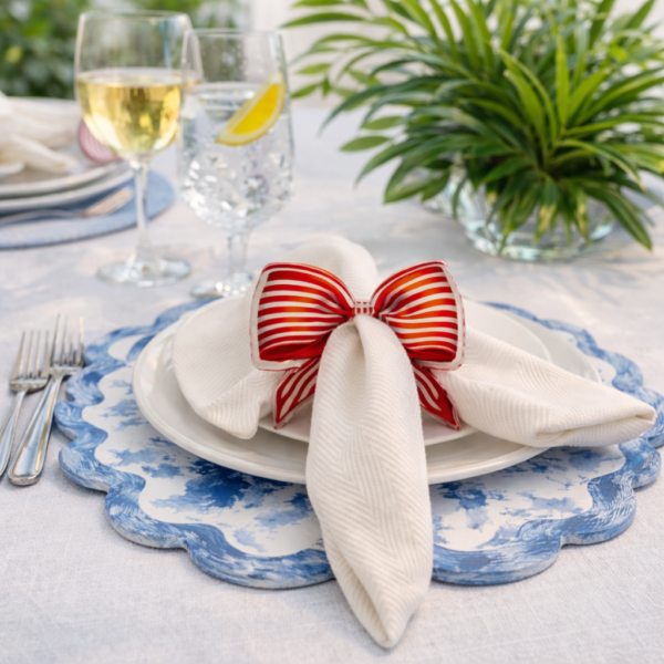 Acrylic Napkin Ring, Orange Bow Set of 4