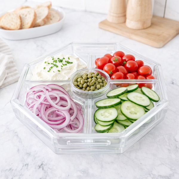 Acrylic Entertainer Tray, Social Serving, Clear/White