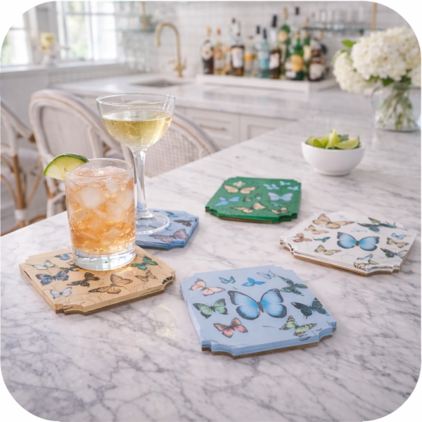 Boxed Coaster Set, Butterfly
