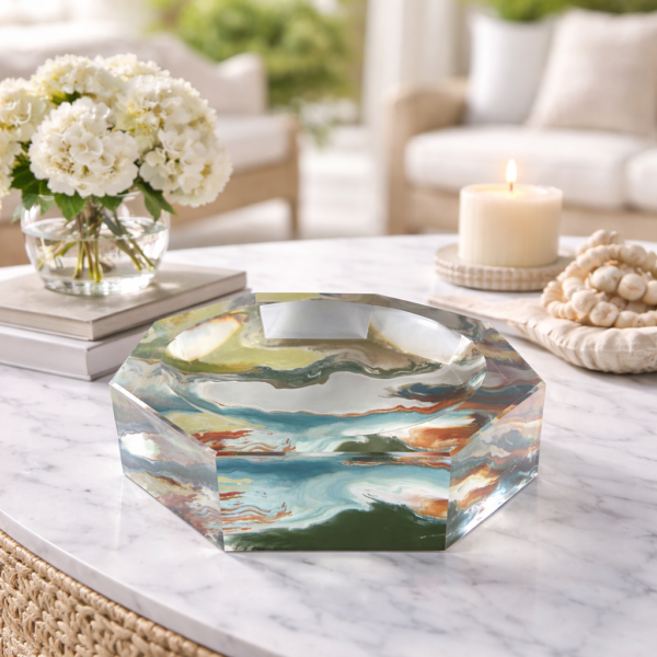 Octagon Acrylic Bowl, Waves