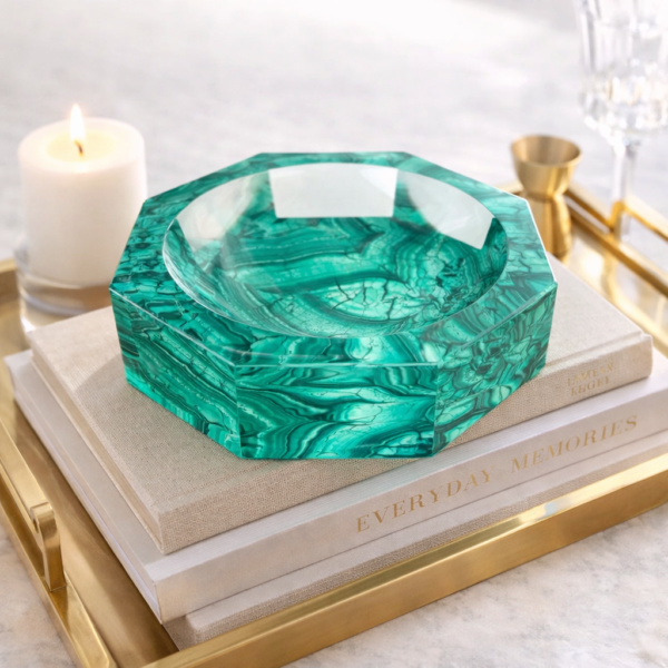 Octagon Acrylic Bowl, Malachite