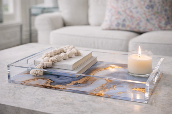 Acrylic Vanity Tray, Stone Marble