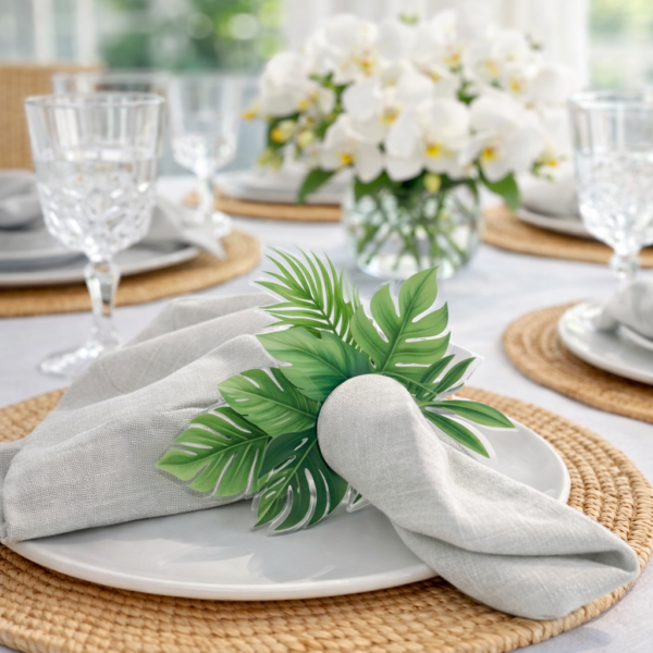 Acrylic Napkin Ring, Leaves Set of 4