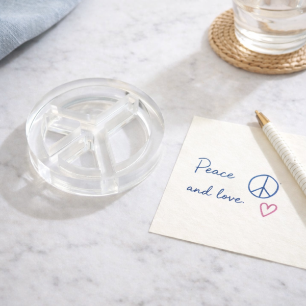 Acrylic Napkin Weight, Clear Peace