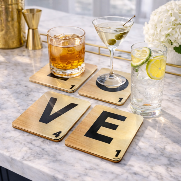 Acrylic Love Coaster, LOVE-Set of 4