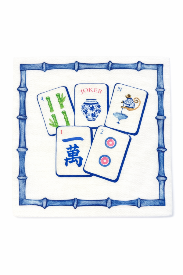 Linen-Feel Cocktail Napkins, Preppy Mahjong 