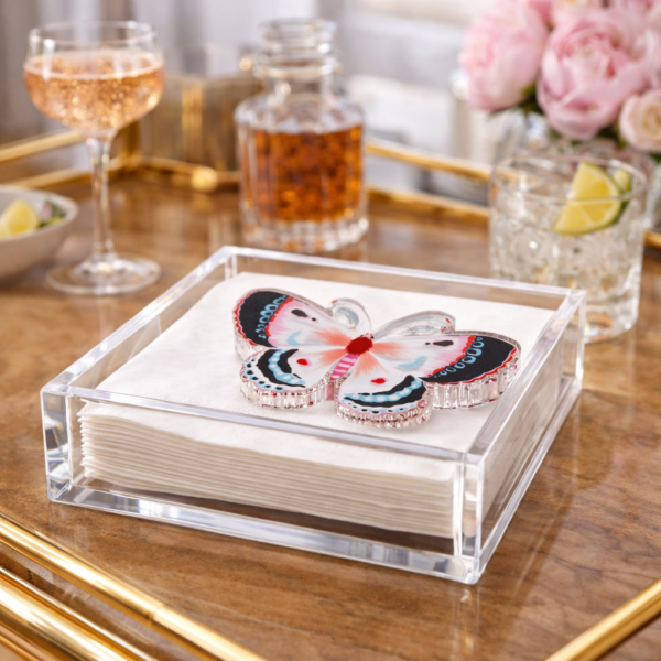 Acrylic Napkin Weight, Pink Butterfly