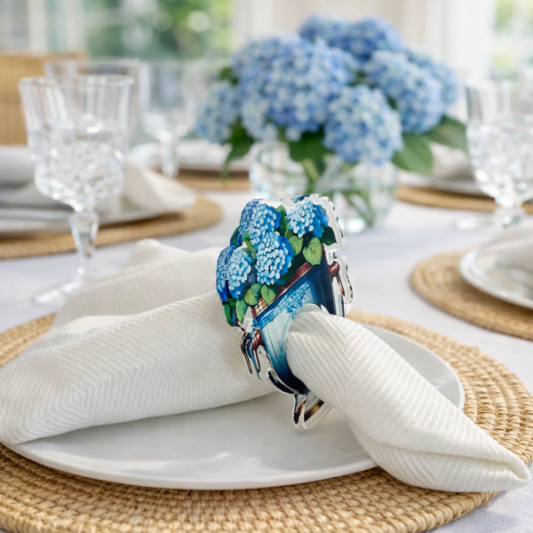 Acrylic Napkin Ring, Hydrangea Set of 4