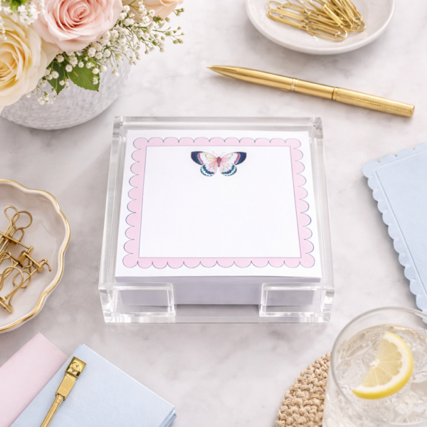 Notepad in Acrylic Holder, Butterfly