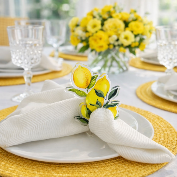 Acrylic Napkin Ring, Lemon Tree Set of 4