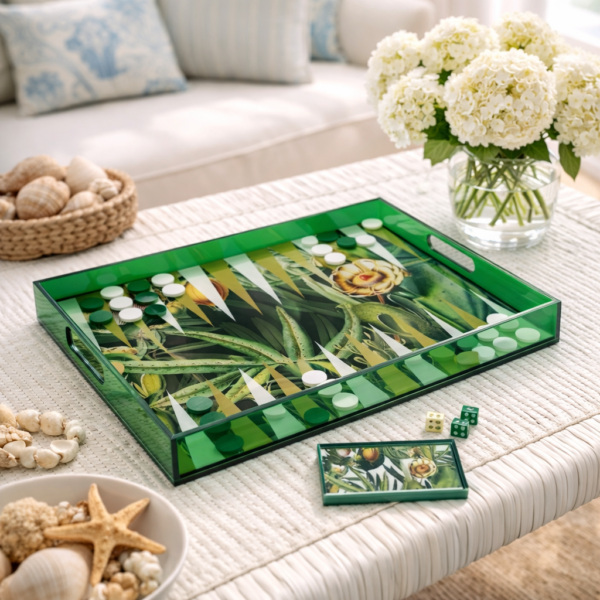 Game, Backgammon Tray, Tropical Green