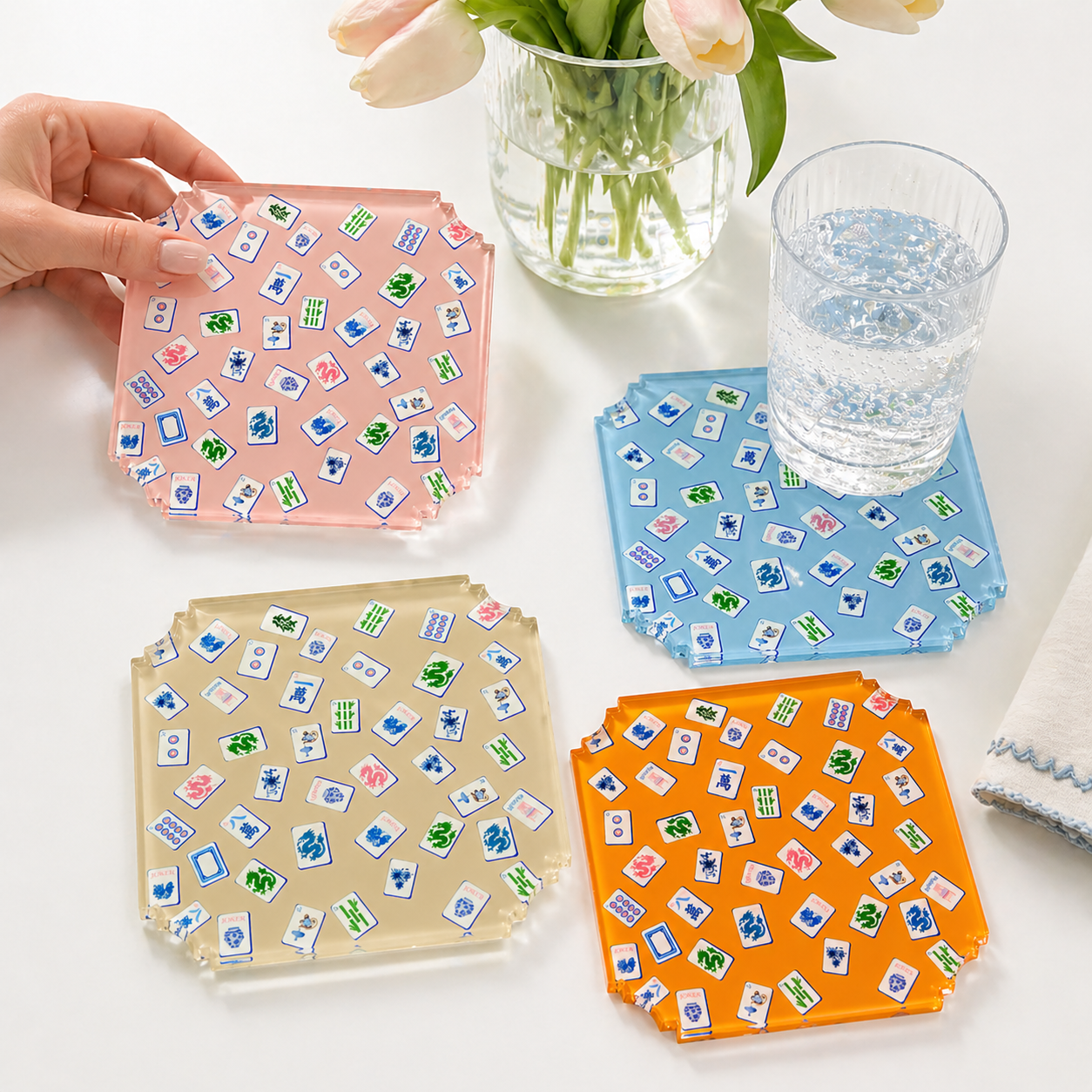 Boxed Coaster Set, Preppy Mahjong - Image 7