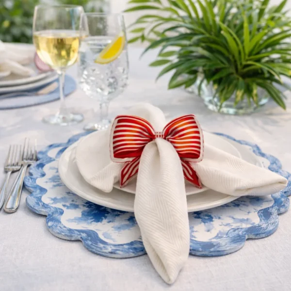 Acrylic Napkin Ring, Orange Bow Set of 4