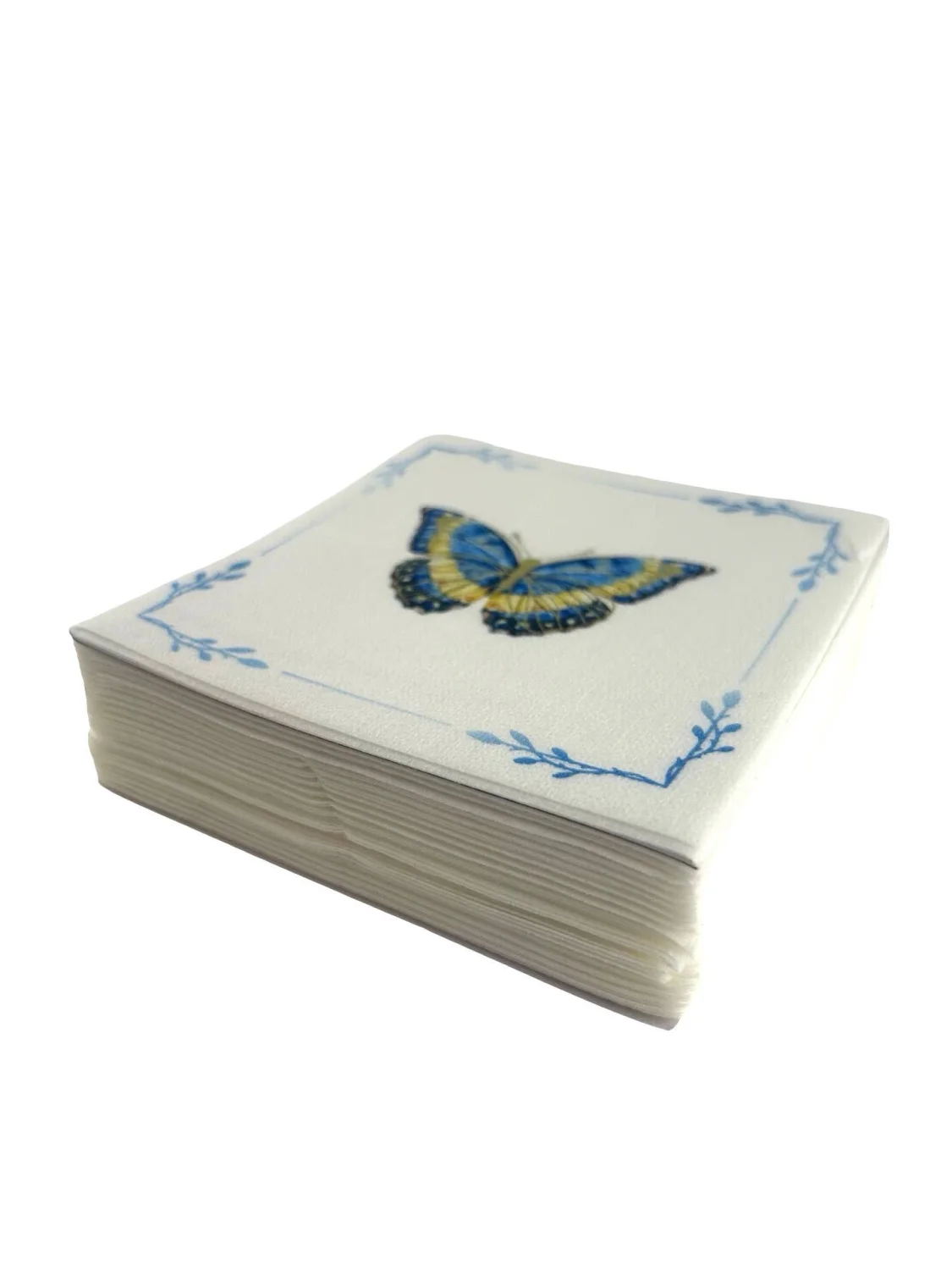 Linen-Feel Cocktail Napkins, Blue Butterfly – Maven Home Linen-Feel Cocktail Napkins, Blue Butterfly - 2