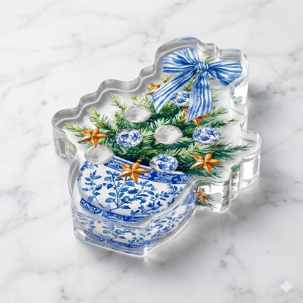 Acrylic Napkin Weight, Blue Christmas – Maven Home Acrylic Napkin Weight, Blue Christmas - 2