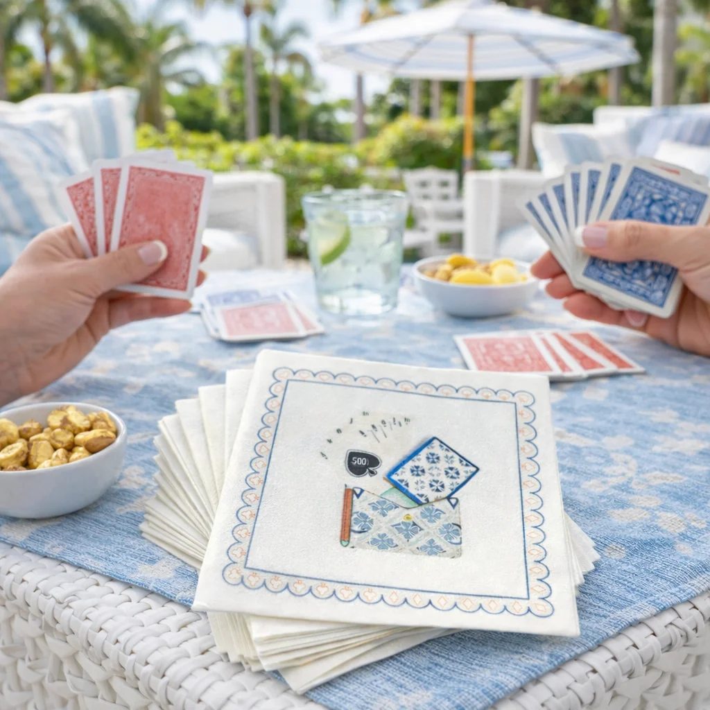 Linen-Feel Cocktail Napkins, Card Game – Maven Home Linen-Feel Cocktail Napkins, Card Game - 3