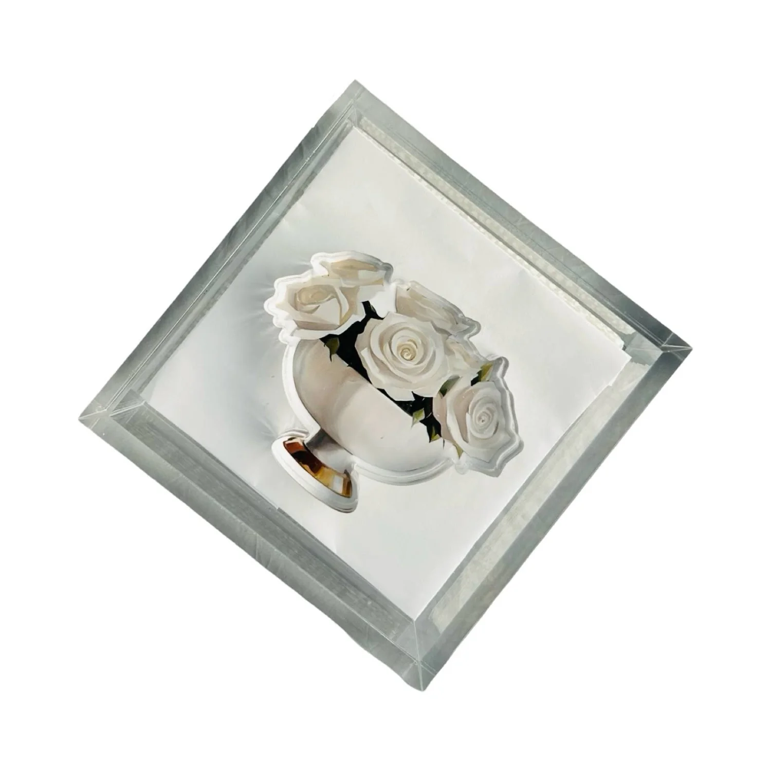 Acrylic Napkin Weight, White Roses – Maven Home Acrylic Napkin Weight, White Roses - 5