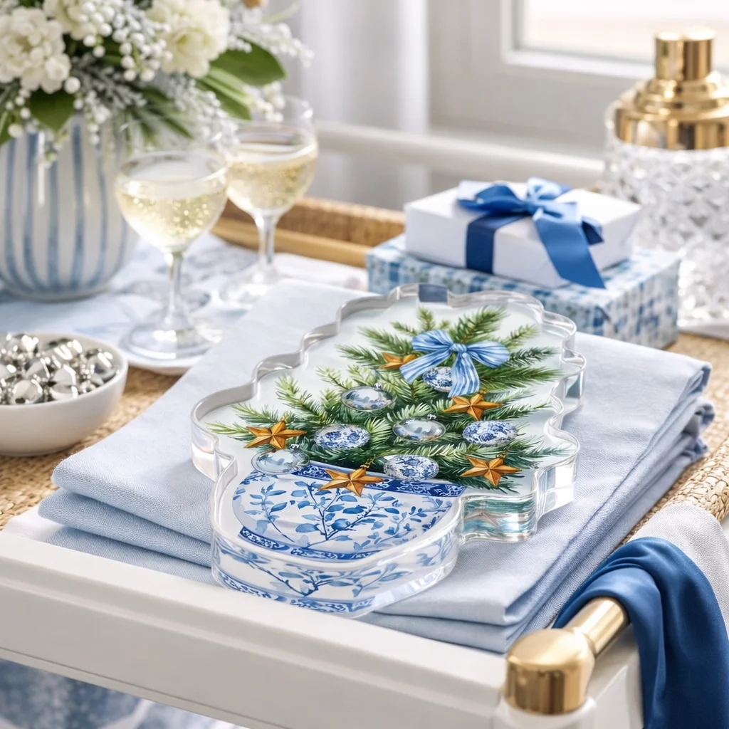 Acrylic Napkin Weight, Blue Christmas – Maven Home Acrylic Napkin Weight, Blue Christmas