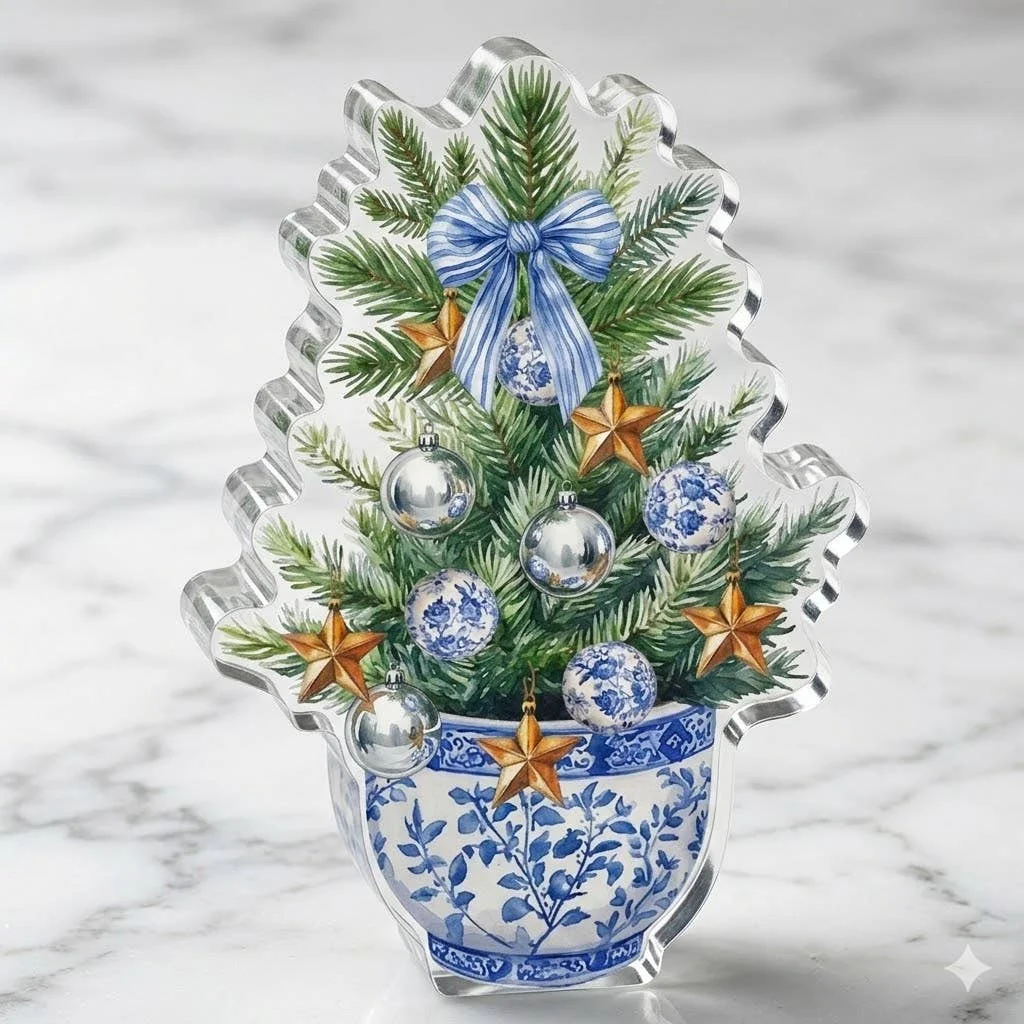 Acrylic Napkin Weight, Blue Christmas – Maven Home Acrylic Napkin Weight, Blue Christmas - 3