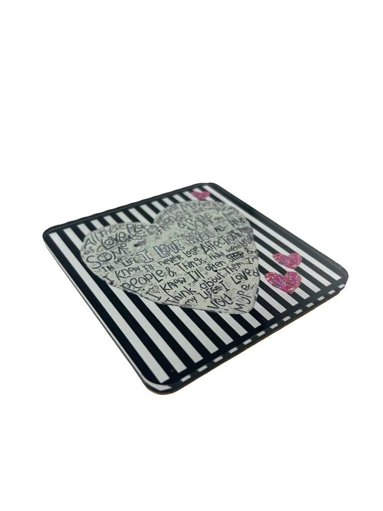 Acrylic Love Coaster, Stripe Heart – Maven Home Acrylic Love Coaster, Stripe Heart - 6