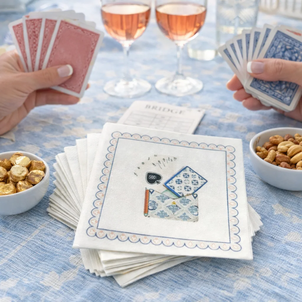 Linen-Feel Cocktail Napkins, Card Game – Maven Home Linen-Feel Cocktail Napkins, Card Game