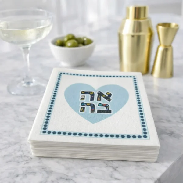 Linen-Feel Cocktail Napkins, Aqua Ahava