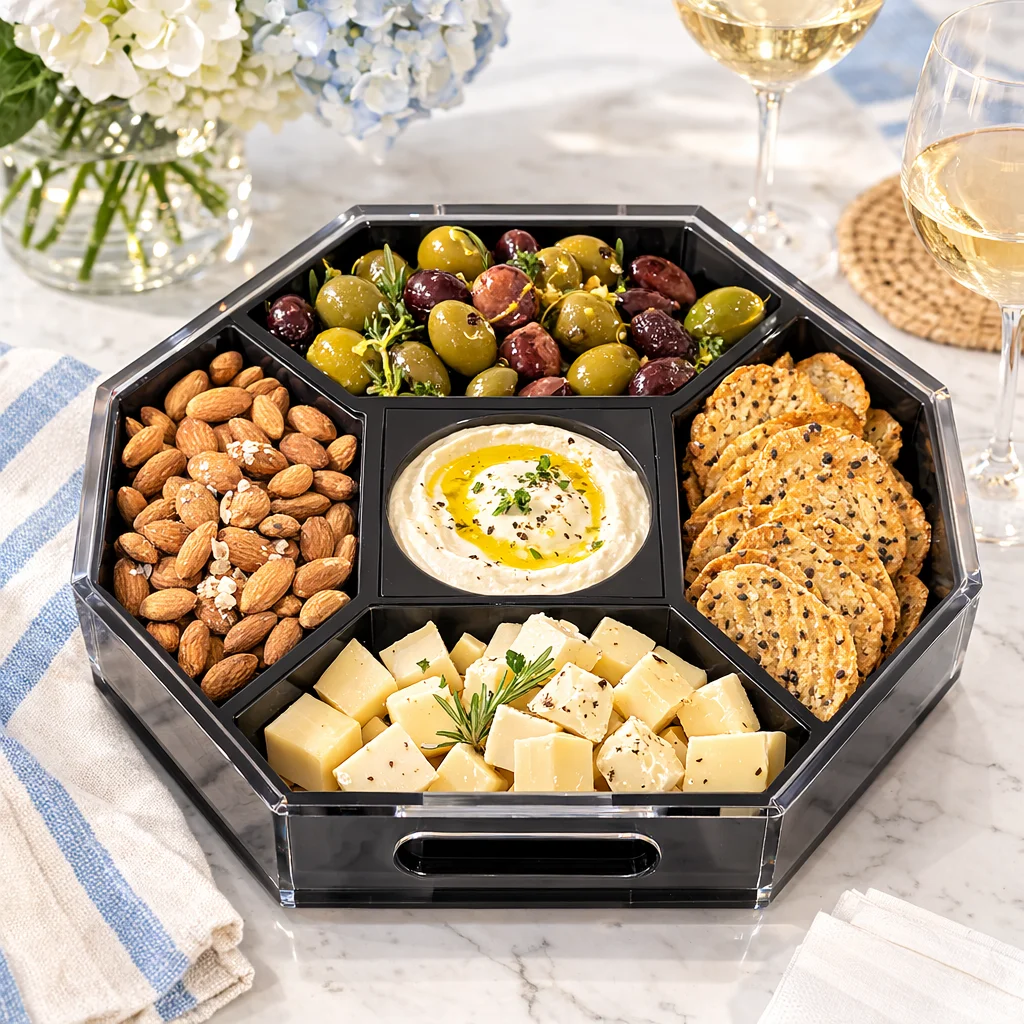 Acrylic Entertainer Tray, Social Serving, Clear/Black – Maven Home Acrylic Entertainer Tray, Social Serving, Clear/Black - 6