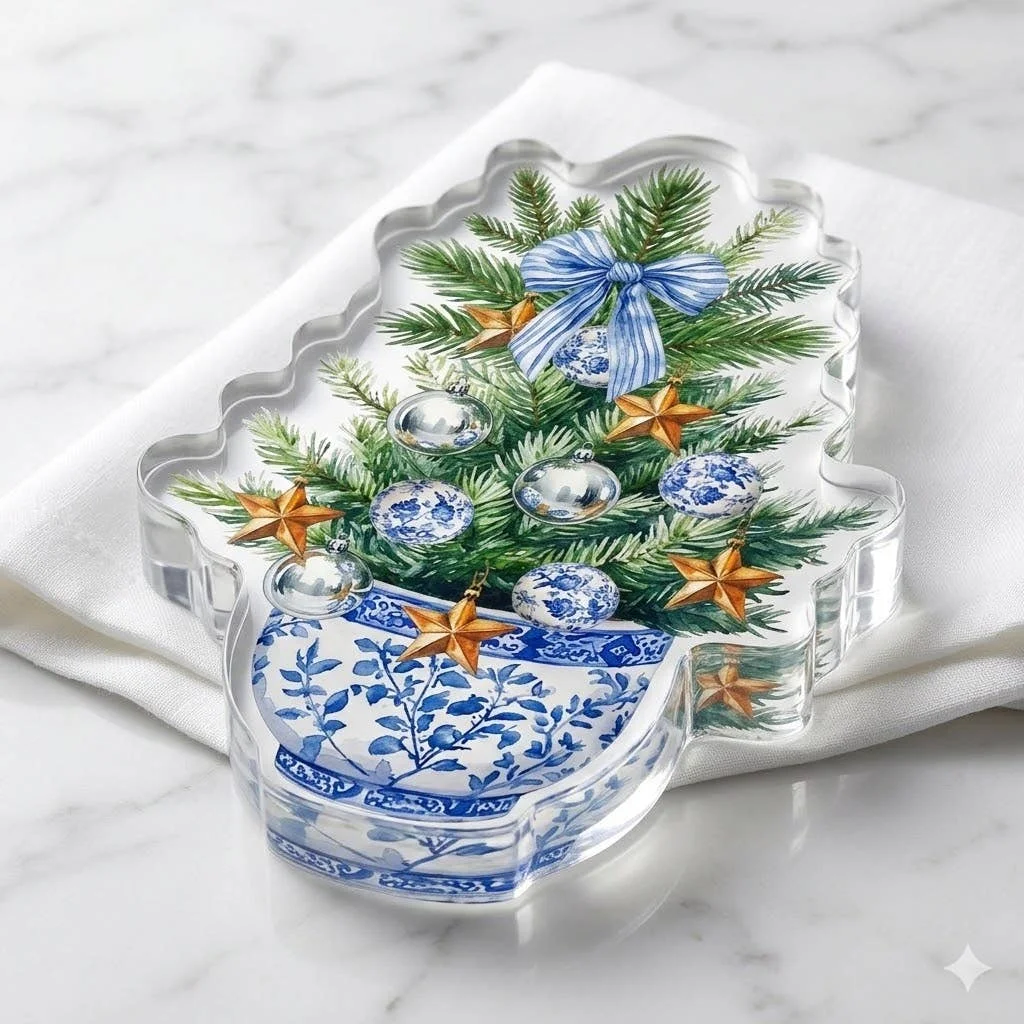 Acrylic Napkin Weight, Blue Christmas – Maven Home Acrylic Napkin Weight, Blue Christmas - 4